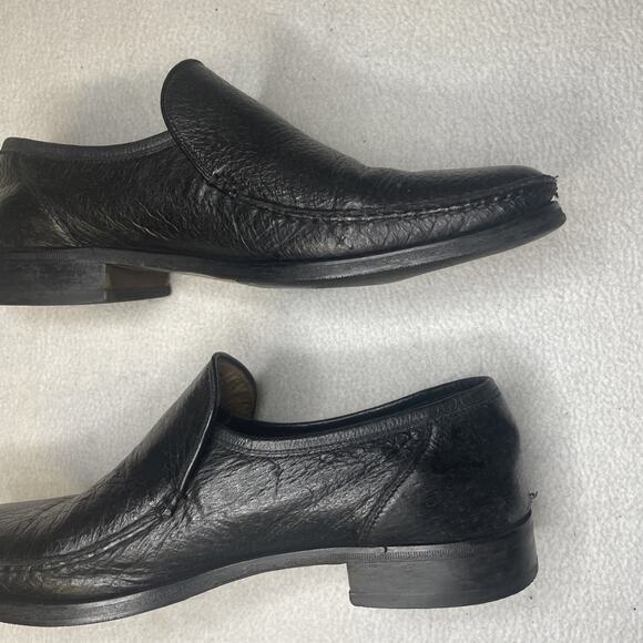 Authentic ZILLI Handmade Italian Black Leather Loafers 44 1/2 Slip On main image 9